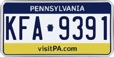 PA license plate KFA9391