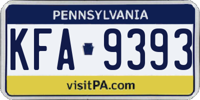 PA license plate KFA9393