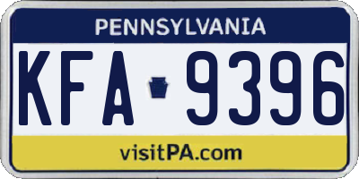 PA license plate KFA9396