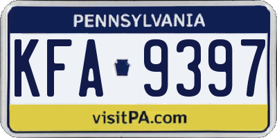 PA license plate KFA9397