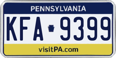 PA license plate KFA9399