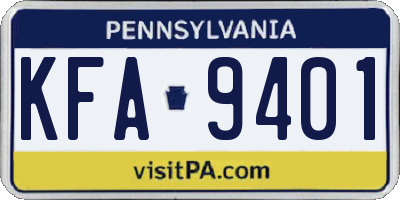 PA license plate KFA9401