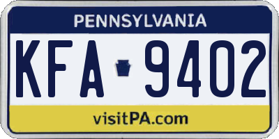 PA license plate KFA9402