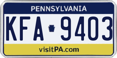 PA license plate KFA9403