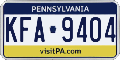 PA license plate KFA9404