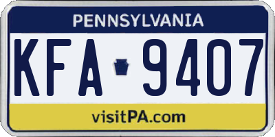 PA license plate KFA9407