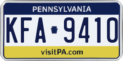 PA license plate KFA9410