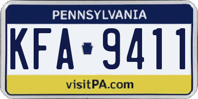 PA license plate KFA9411