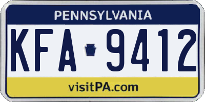 PA license plate KFA9412