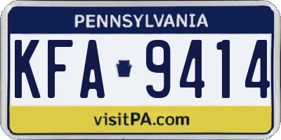 PA license plate KFA9414