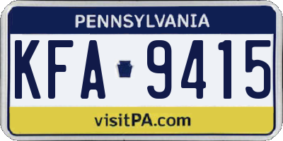 PA license plate KFA9415