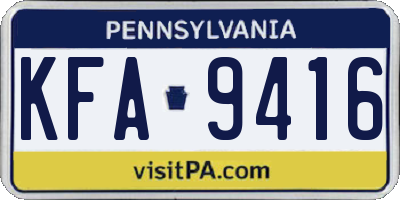PA license plate KFA9416