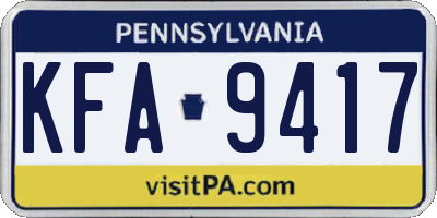 PA license plate KFA9417