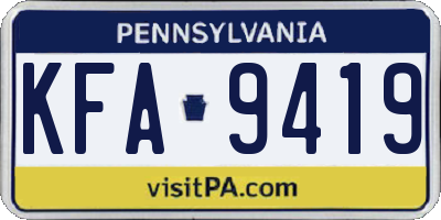 PA license plate KFA9419