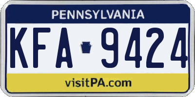 PA license plate KFA9424
