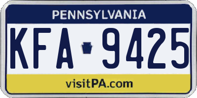PA license plate KFA9425
