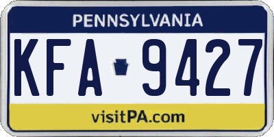 PA license plate KFA9427