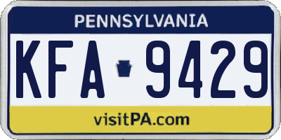 PA license plate KFA9429