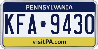 PA license plate KFA9430