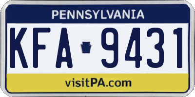 PA license plate KFA9431