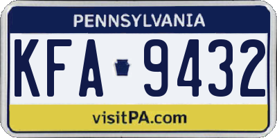 PA license plate KFA9432