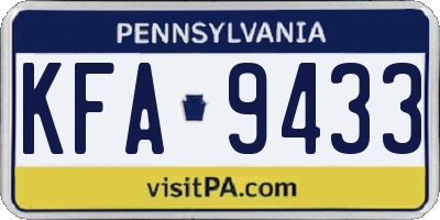 PA license plate KFA9433
