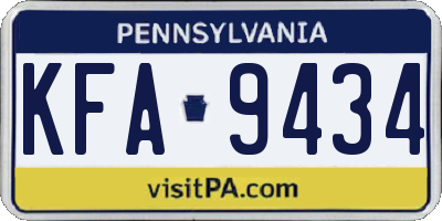 PA license plate KFA9434