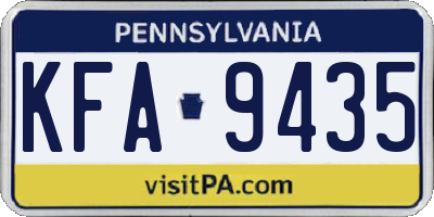 PA license plate KFA9435