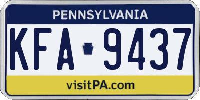 PA license plate KFA9437