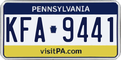 PA license plate KFA9441