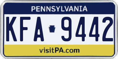 PA license plate KFA9442