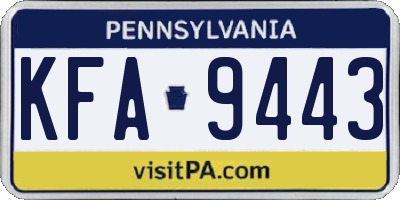 PA license plate KFA9443