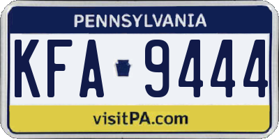 PA license plate KFA9444