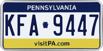 PA license plate KFA9447