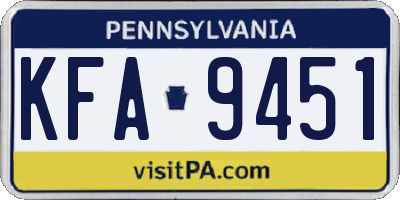 PA license plate KFA9451