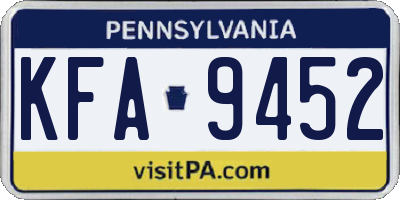 PA license plate KFA9452