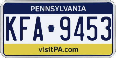 PA license plate KFA9453