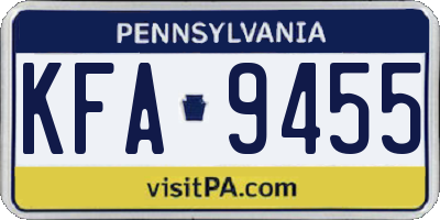 PA license plate KFA9455