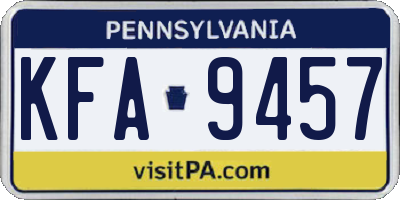 PA license plate KFA9457