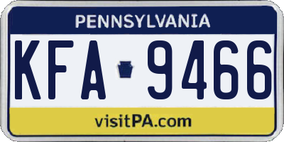 PA license plate KFA9466