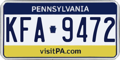 PA license plate KFA9472