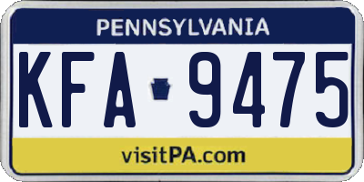 PA license plate KFA9475