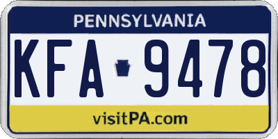 PA license plate KFA9478