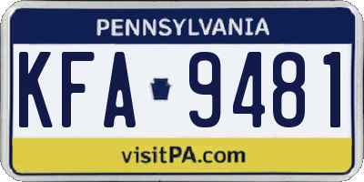 PA license plate KFA9481