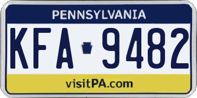 PA license plate KFA9482