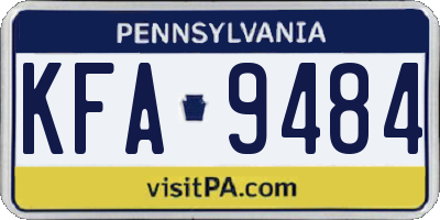 PA license plate KFA9484