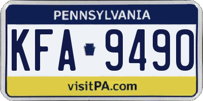 PA license plate KFA9490