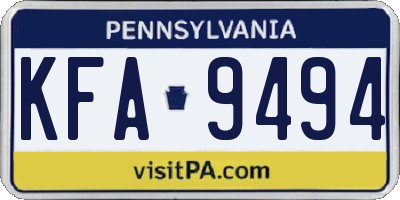 PA license plate KFA9494