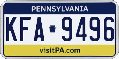 PA license plate KFA9496