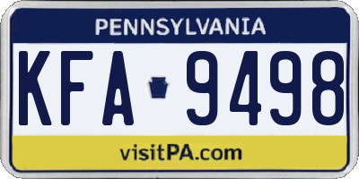 PA license plate KFA9498
